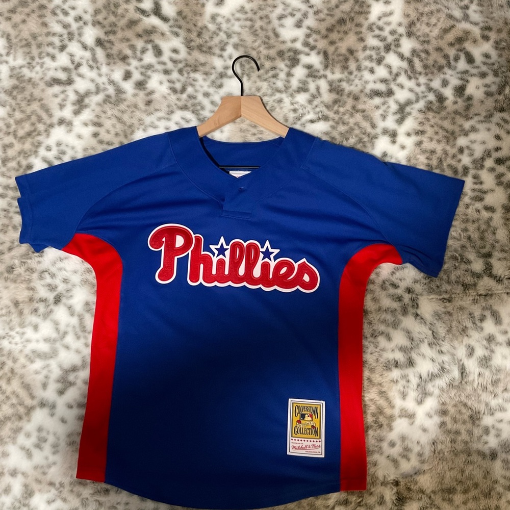Mitchell & Ness Phillies Kids Blue and Red Jersey